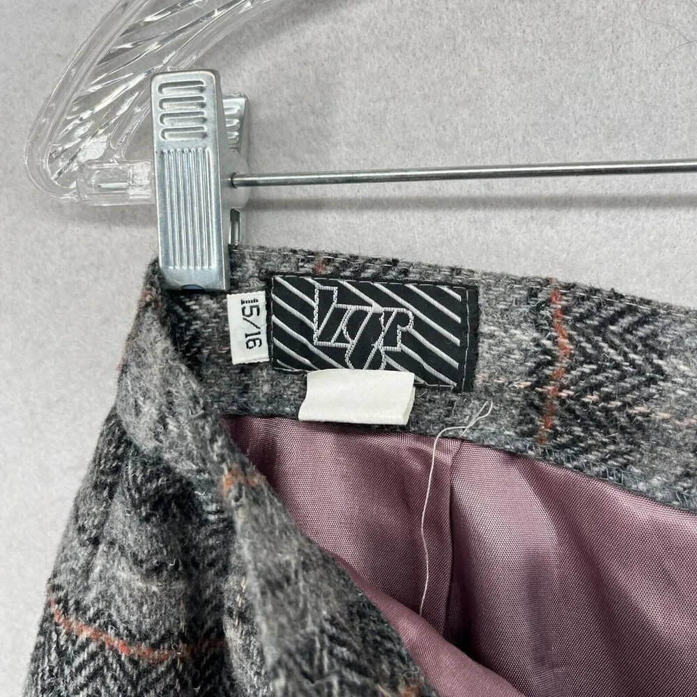 KGR Skirt Girl's 15/16 Wool Chevron Wool Tweed Straight Lined Gray Vintage_12